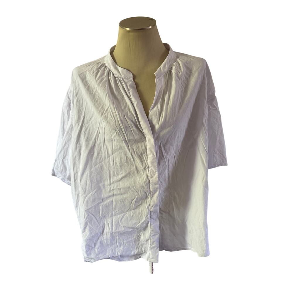 Vince White Short Sleeve Linen Popover Blouse Plus Size 2X